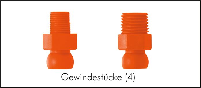 Exemplarische Darstellung: Kühlmittel-Gelenkschlauchsystem - Cool-Line 1/4", Gewindestücke